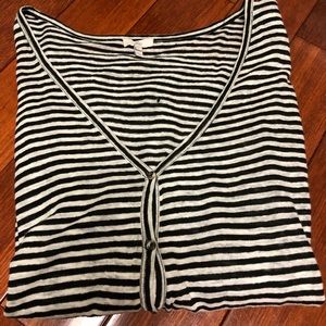 Joie Black Striped 3/4 Sleeve Top